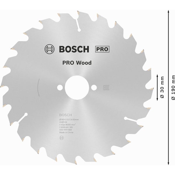 Bosch PRO Wood Kreissägeblatt 190 x 2 x 30 mm - 2608641185