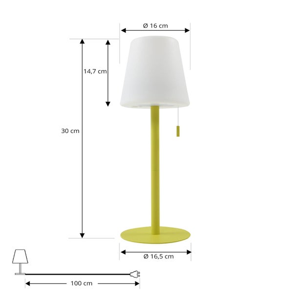 Lindby LED Akkutischlampe höhenverstellbar, Lichtfarbe 3-stufig einstellbar Akku Tischlampe kabellos aufladbare tragbare Tischleuchte Garten IP44