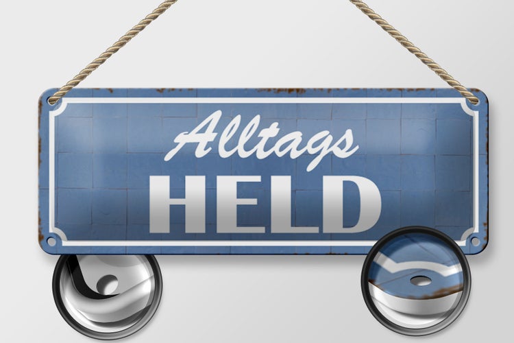 Blechschild Spruch 27x10cm Alltags Held Dekoration