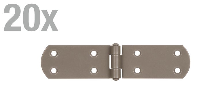 Set mit 20 Ladenbändern für Türen und Tore aus Metall