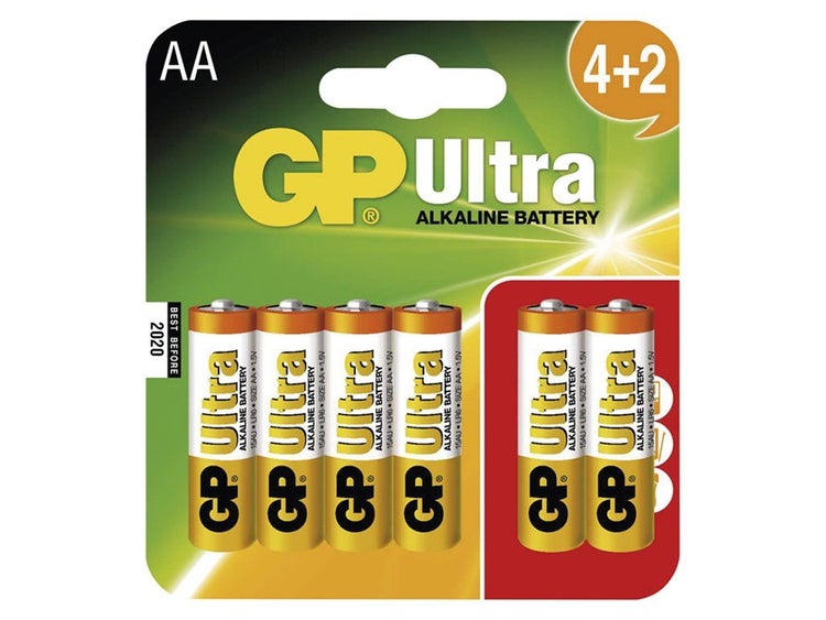 Sechserpack GP Ultra AA Alkaline Batterien