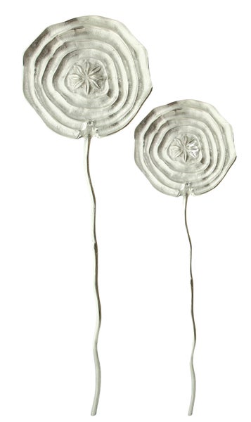 FRANK FLECHTWAREN | Wanddeko Blume, 2er Set, ALUMINIUM, Ø 18 x 58 cm, Ø 23 x 74 cm