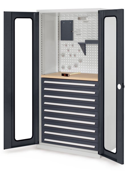 Kappes ®RasterPlan Schubladenschränke 1950x1000x600mm Sichtfenstertüren Modell 37 anthrazitgrau