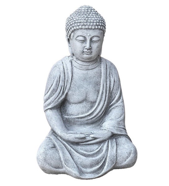 Buddha Figur aus Kunststein für den Garten in sitzender Position