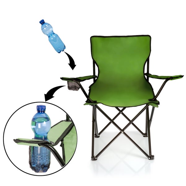 BigDean 2x Faltstuhl GRÜN Campingstuhl Anglerstuhl mit Getränkehalter & Tragetasche - Anglersessel klappbar - Klappstuhl Gartenstuhl Faltstuhl Relaxsessel Angelsessel faltbar