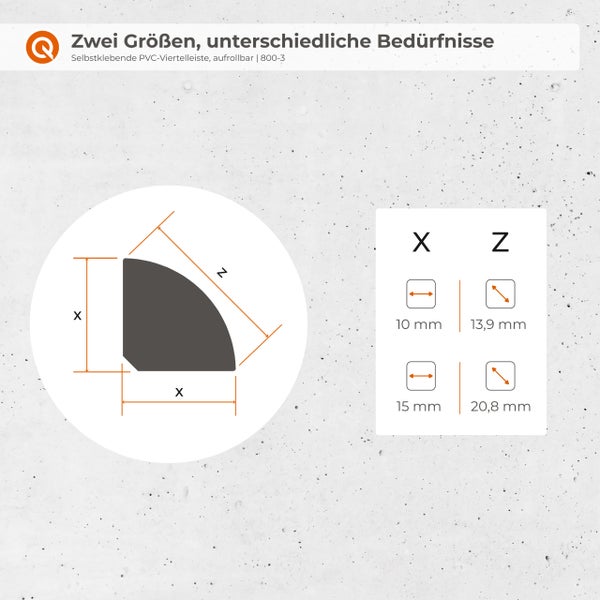 Selbstklebende PVC Viertelleiste aufrollbar zur Montage an Wand Boden und Möbeln
