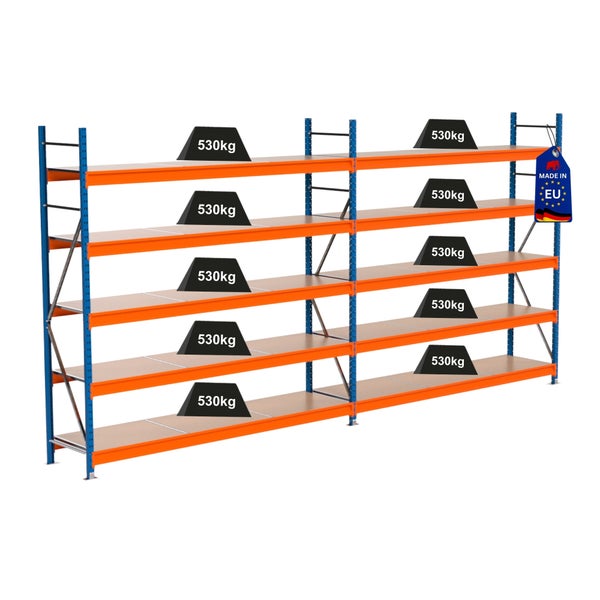 Regal mit Zulassung bis 530 Kilogramm und Made in EU Kennzeichnung