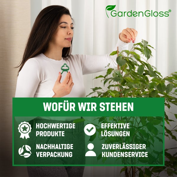 GardenGloss 24 Pflanzenclips für Kletterpflanzen - Größe: L - Pflanzenklammern für Tomaten, Rosen, Gurken und andere Rankpflanzen – Stabile Pflanzen Klammern