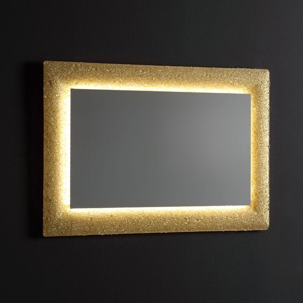 Rahmenspiegel aus gold bearbeitetem Glasmit LED Hintergrundbeleuchtung 90X62cm