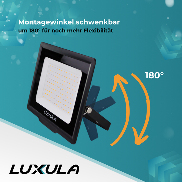LUXULA LED Fluter Leistungsstarkes 200W Flutlicht mit 20000lm IP65 Außenstrahler Robust