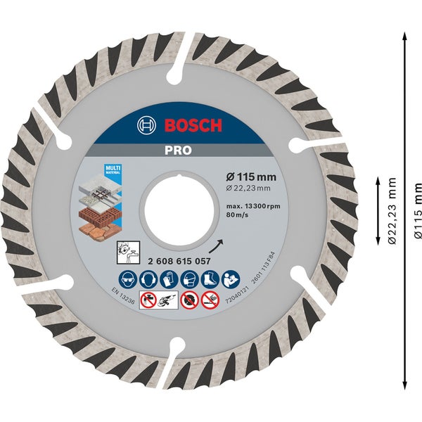 Bosch PRO Multi Material Diamanttrennscheibe 115 x 22,23 mm - 2608615057