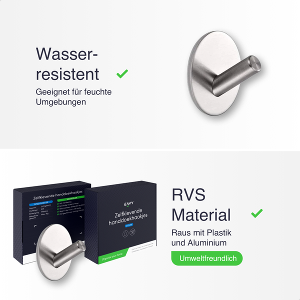 Eavy Handtuchhaken Edelstahl Silber Selbstklebend 2er Pack