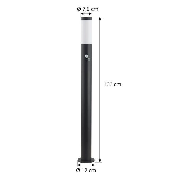 Lindby Außenleuchte Statius mit Bewegungsmelder (spritzwassergeschützt (Modern) in Schwarz aus Metall (1 flammig, E27) - Wegeleuchte Pollerleuchte Wegelampe Sockelleuchte
