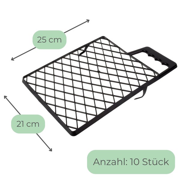 Abstreifgitter aus Kunststoff für Farbe, Maße 25 mal 21 Zentimeter, Anzahl 10 Stück.