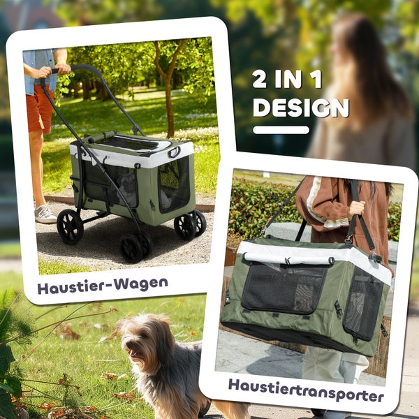 2-in-1 Haustierwagen und Haustiertransporter für den Transport von Haustieren