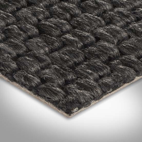 Sisal Teppichboden schwarz mit Vliesrücken Flachgewebe Teppich 500 cm Breite (Meterware)