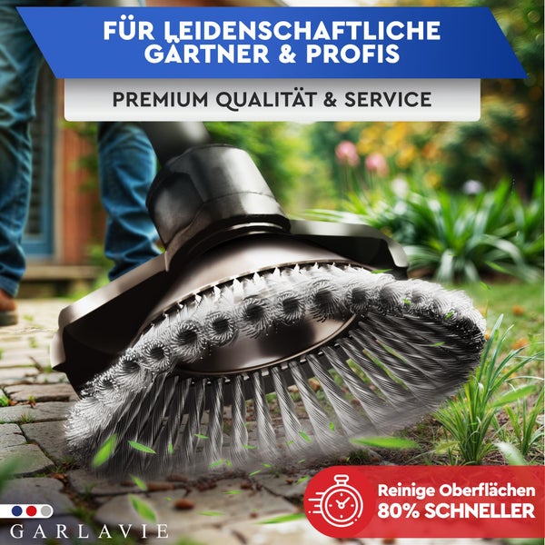 GARLAVIE Profi Unkrautbürste Freischneider mit 25,4mm Bohrung - Hochwertige Wildkrautbürste für Motorsense - Drahtbürste Freischneider für effektive Moosentfernung, Silber