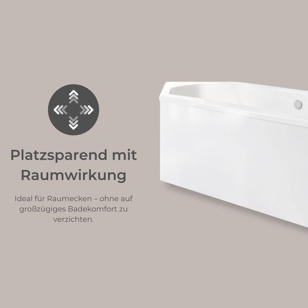 Platzsparende Badewanne für kleine Badezimmer.