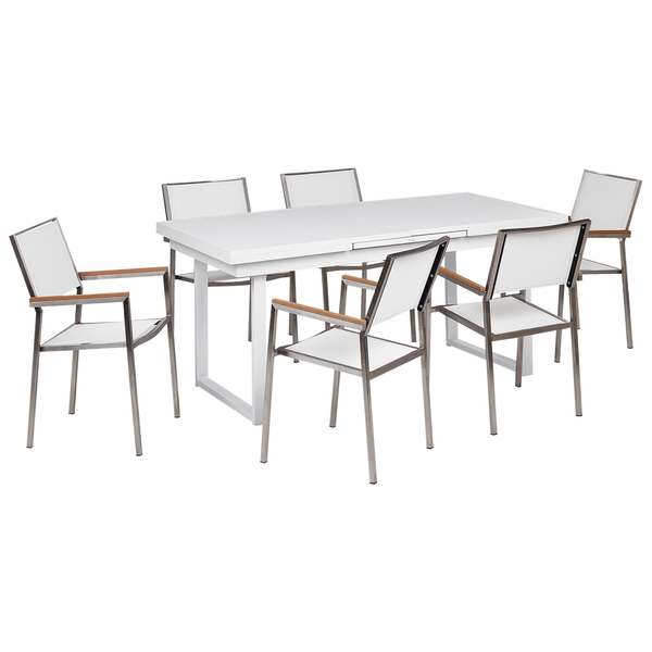 Gartentisch mit sechs Gartenstühlen