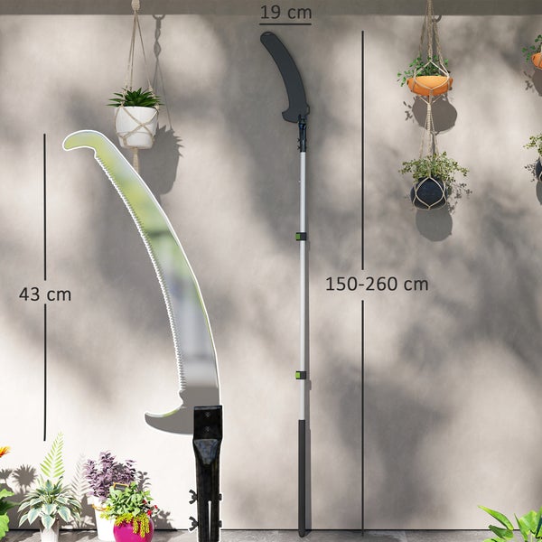 Astsäge mit einer Länge von 150 bis 260 cm und einer Sägeblattlänge von 43 cm.