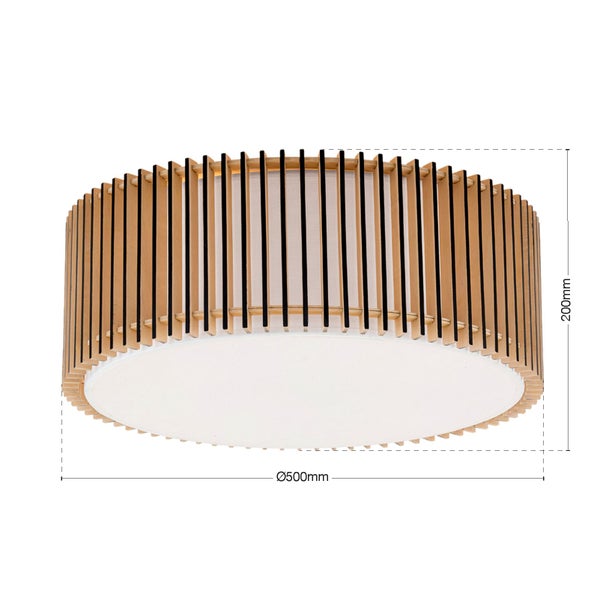 Deckenleuchte aus Holz mit Abmessungen