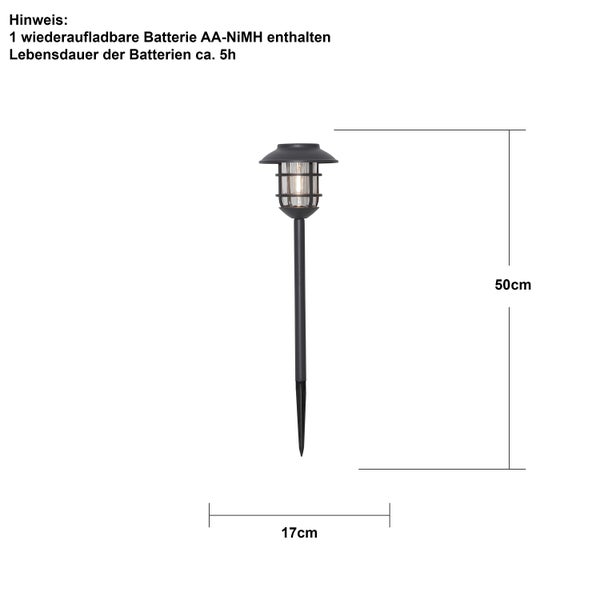 Gartenleuchte mit Erdspieß, Höhe 50 cm