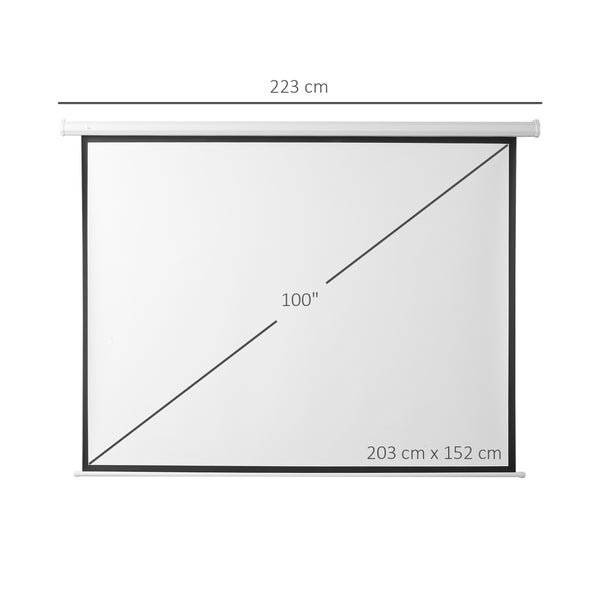 HOMCOM Beamer-Leinwand, 172 x 96 cm, Kunststoff, Metall, Weiß