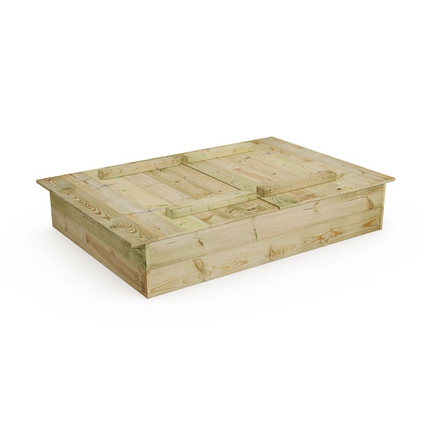 WICKEY Sandkasten Flippey 110x165cm Garten Kinder Sandkiste Spielplatz mit Sitzbank und Klappdeckel