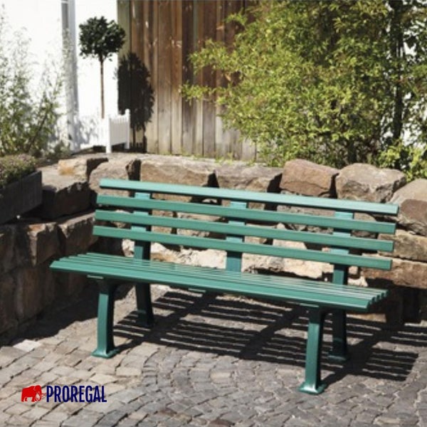 PROREGAL Gartenbank Antigua 3 Sitzer Grün HxBxT 74 x 150 x 54 cm Witterungskunststoff & UV Beständiger Kunststoff Parkbank Sitzbank