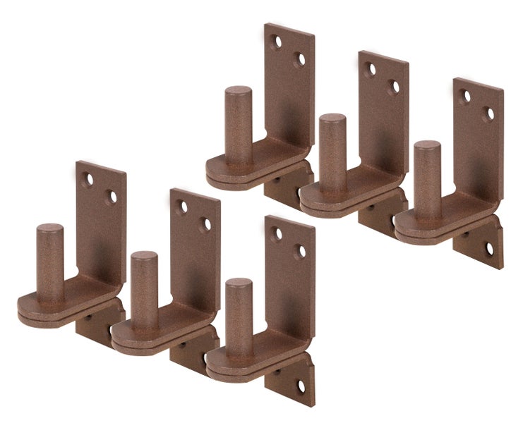 Set aus sechs braunen Torbändern zur Montage von Gartentoren oder Zaunelementen mit integriertem Bolzen für Stabilität