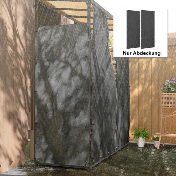 Outsunny 2er-Set Kaminholzregal Abdeckung, 148 x 62 cm, Wasserdicht 600D Oxford, UV-Schutz, Brennholzregalabdeckung, für Feuerholzregal 62-66T x 185H cm, Schwarz