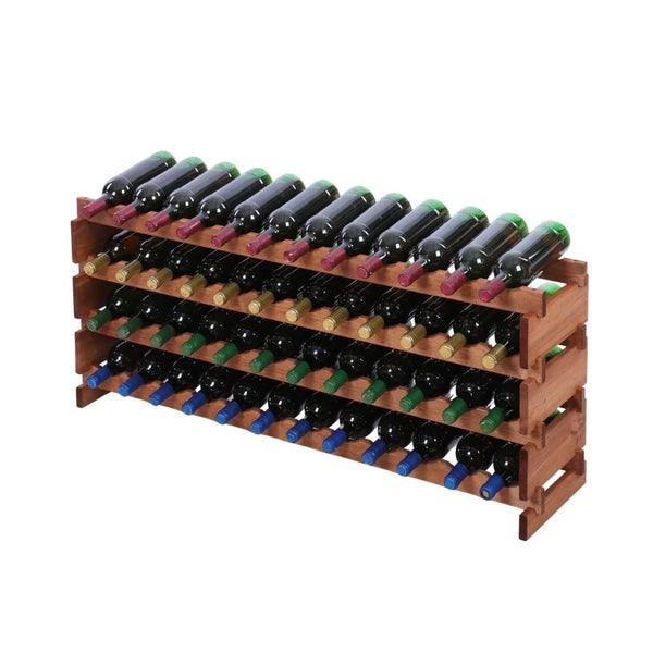 Weinregal VINOTECA FLEX PRO HxBxT 51x123x28cm 48 Flaschen auf 4 Ebenen Massives Kiefernholz Braun geölt