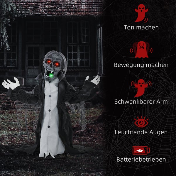 Animierter Vampir für Halloween mit Sound, Bewegung, schwenkbaren Armen, leuchtenden Augen und Batteriebetrieb