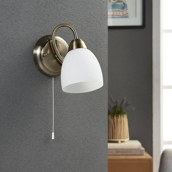 Lindby Wandleuchte, Wandlampe Innen Mael (Retro Vintage Antik) in Bronze aus Glas (1 flammig E14) - Wandstrahler Wandbeleuchtung Schlafzimmer / Wohnzimmer Wohnzimmerleuchte