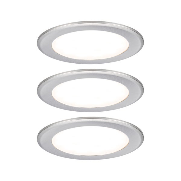 LED Möbeleinbauleuchten 3er-Set rund 65mm 3x2,5W 3x180lm 230/12V 3000K Eisen gebürstet