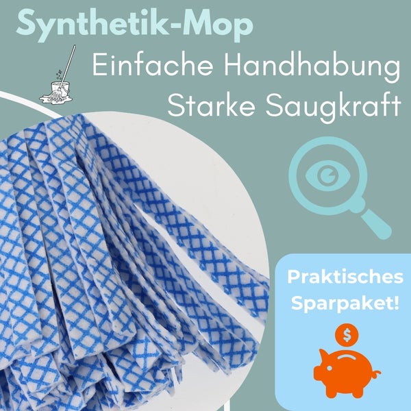 Synthetik-Mop mit einfacher Handhabung und starker Saugkraft im praktischen Sparpaket