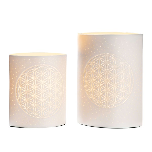 Tischleuchte GILDE Lampe Höhe 20 cm weiß Porzellan