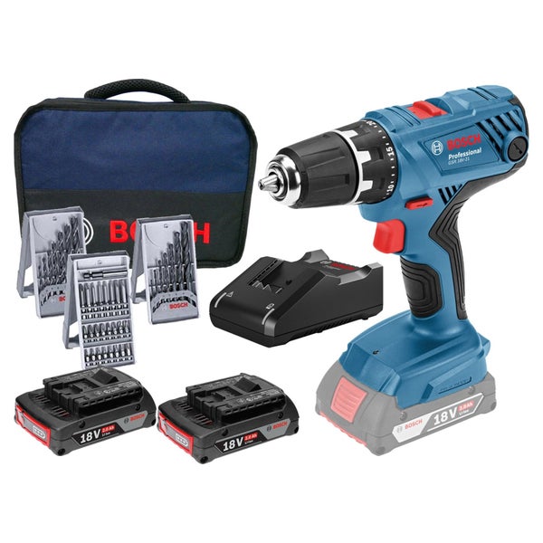 Bosch Akku-Bohrschrauber Set mit Zubehör, Akkus und Ladegerät