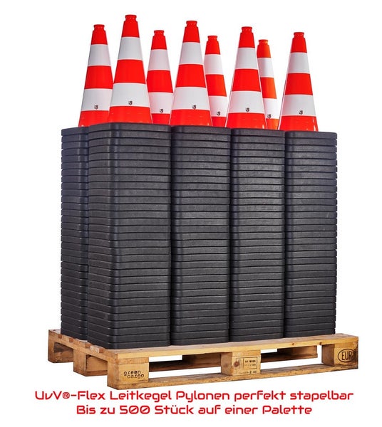 PVC Leitkegel Set 10x UvV-Flex 50cm Pylonen Warnkegel Premium Qualität rot/weiß schwer >2kg