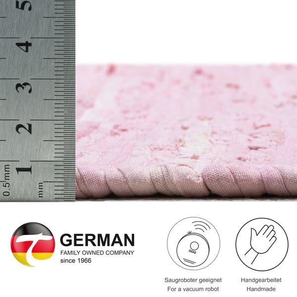 Handgewebter Fleckerlteppich aus Baumwolle Chindi Rosa 120x180 cm