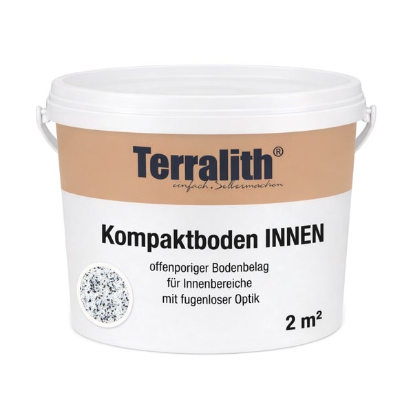 Terralith Kompaktboden Innen, offenporiger Bodenbelag für Innenbereiche mit fugenloser Optik, für 2 Quadratmeter.