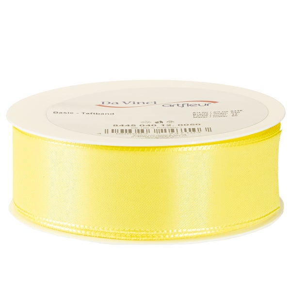 Gelbes Taftband auf Rolle, 12 mm breit, 50 Meter lang