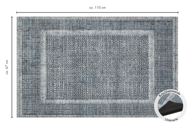 Fußmatte Barbara Becker Square 67 x 110 cm in Blau