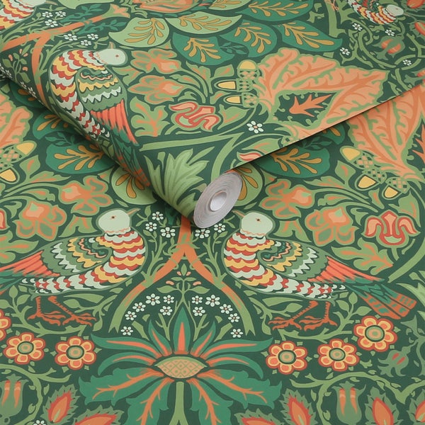 Tapetenrolle mit Vogel- und Blumenmuster für die Wandgestaltung