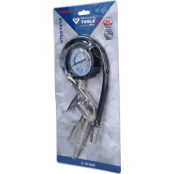 Brilliant Tools Reifendruckpistole mit Manometer in Verpackung