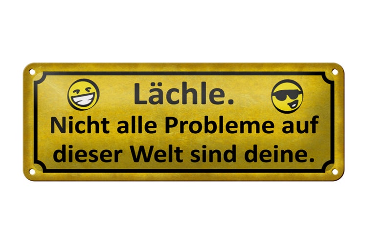 Blechschild Spruch 27x10cm Lächle nicht alle Problem deine Dekoration