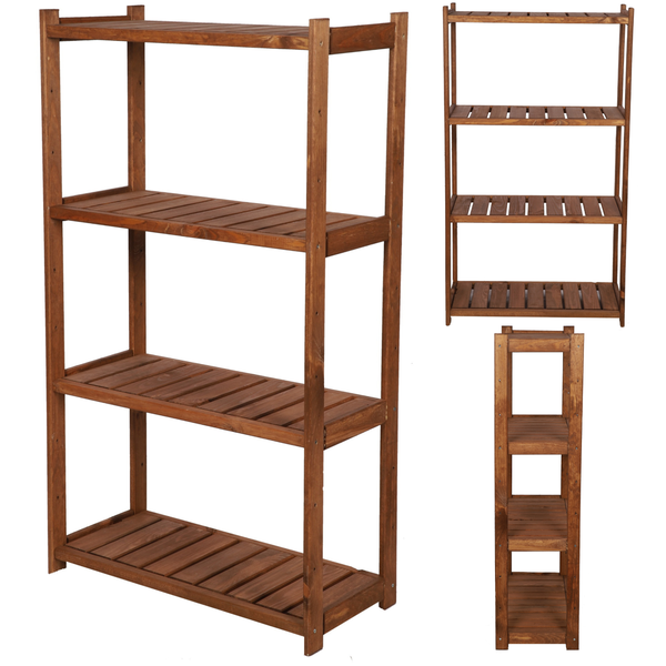PROREGAL Holzregal SPREEWALD HxBxT 124x70x33cm 4 Ebenen Massives Kiefernholz Braun geölt