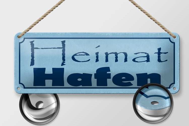 Blechschild Spruch 27x10cm Heimat Hafen Dekoration