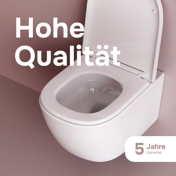 Wand-WC aus Keramik mit WC-Sitz und fünf Jahren Garantie