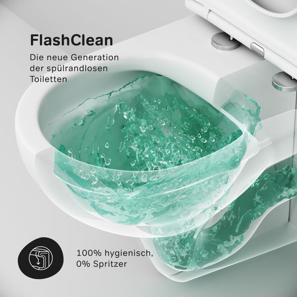 AM.PM Wand-WC Set Tiefspüler offener Spülrand weiß glänzend mit WC-Sitz , Vorwandelement und Betätigungsplatte chrom IIS90151.TA1700
